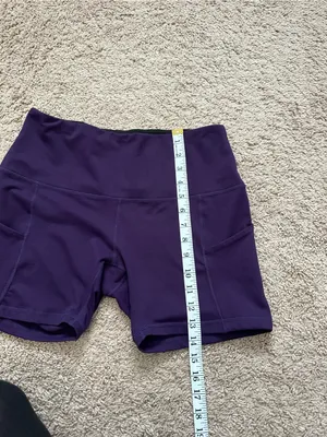 ODODOS Power Flex Yoga Shorts Tummy Control Workout Running Shorts Deep Purple L thumbnail 6
