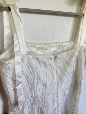 ML Monique Lhuillier Sequin Tie Shoulder Bridal Dress thumbnail 7