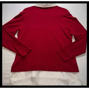 Investments‎ Sweater Women Large Red Collared Layered Embellished Pullover thumbnail 6