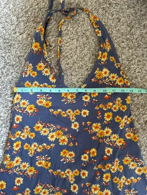 Toad&Co Samba Blue Halter Sunflower Stretch Summer Floral XS thumbnail 10