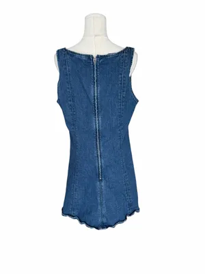 Abercrombie - Mila Squareneck Denim Mini Dress Blue Sz XL Petite thumbnail 5