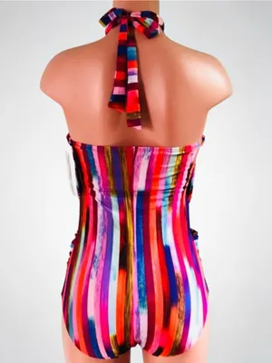 Athena Kaleidostripe Ashlyn One Piece Swimsuit M NWT Convertible Halter thumbnail 5