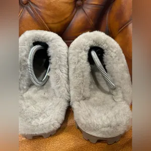 GUC Cozy Gray SUEDE AND Sherlyn trims and inside Slippers with Plush Lining thumbnail 4