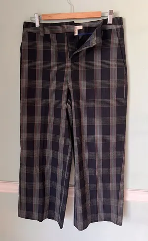 Blue 1901 Navy Plaid Tartan Tory Wide Leg Pants, sz‎ 10 thumbnail 1