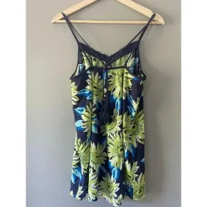 Aerie Gauzy Cotton Floral Tassel Swim Cover‎ Dress Size S Blue Green Boho Beach thumbnail 8