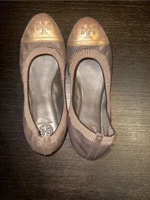 Tory Burch Bronze Metallic Cap-Toe Brown Ballet Flats thumbnail 2