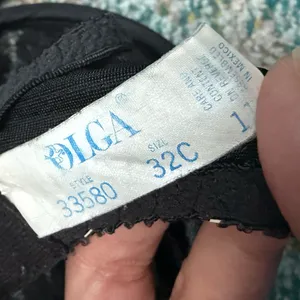 Vintage Olga black lace sheer underwire bra, size 32C thumbnail 7