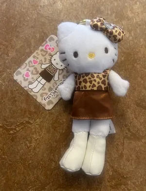 Sanrio Hello Kitty Long Legged Style Leopard Plush Keychain Bag Charm thumbnail 1