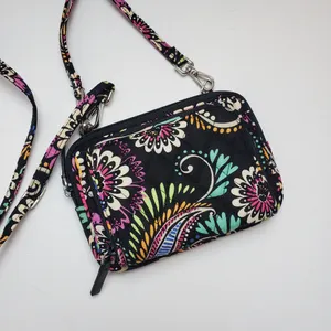 Vera Bradley wristlet/Crossbody Floral Black‎ quilted small Bag /wallet thumbnail 6