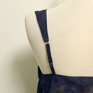 Victorias Secret Purple Blue Sheer Satin Jacquard Vintage Gold Label Chemise thumbnail 6