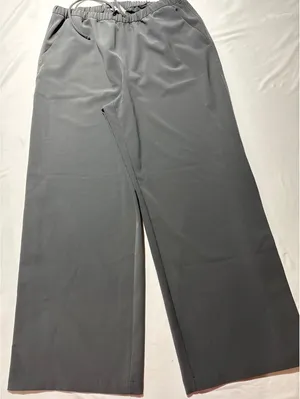 Athleta Gray Wide-Leg Snap Button Pants Large - Comfy & Chic thumbnail 1