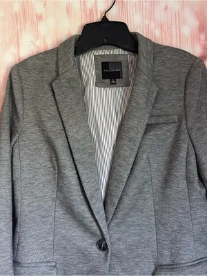 The Limited Gray Stretch Knit 3/4 Sleeve Single Button Blazer Size M thumbnail 2