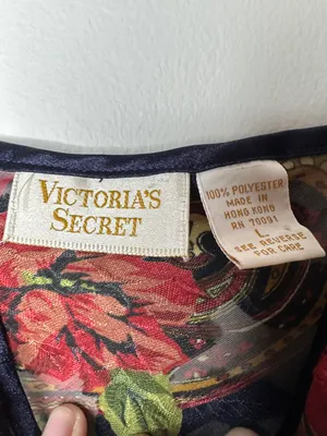 Victoria’s Secret Gold Label Navy Blue Red Floral Paisley Print Babydoll thumbnail 2