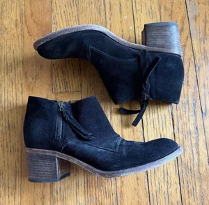 Alberto Fermani Boots Womens Size 8.5 Black Suede Ankle Zip Block Heel Booties thumbnail 1