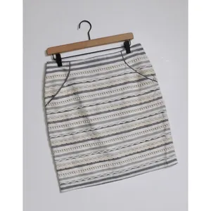 Anthropologie TABITHA Sailing Lace Pencil Skirt Striped Crochet Lace Scallops 6 thumbnail 2