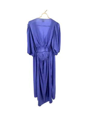GAP open back blouson Midi Dress in Violet L silky wedding guest event party thumbnail 4