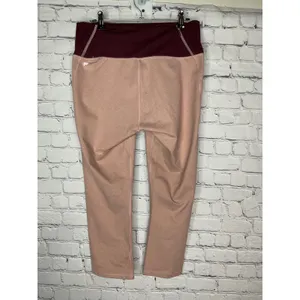 Fabletics Womens Active‎ High Waisted Crop Leggings Pink Burgundy L NWT thumbnail 3