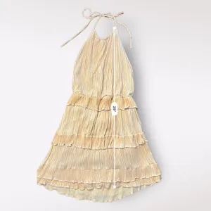 Lulus Downright Darling Yellow Tiered‎ Ruffled Halter Mini Dress Size M thumbnail 5