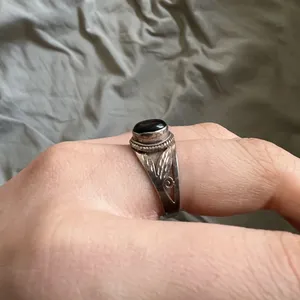 Vintage Silver Onyx Ring Size 6 Black thumbnail 2