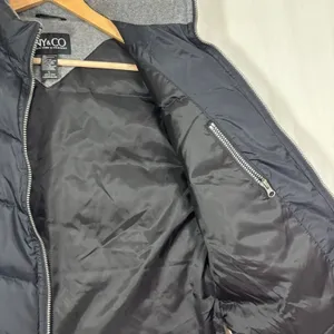 NY&CO Puffer Vest Hooded Black Down Fill Full Zip Gorpcore Outdoor Hiking Fall L thumbnail 3