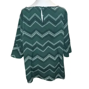 Banana Republic Green Black Short Sleeve Geometric Tunic Top L‎ Large thumbnail 3