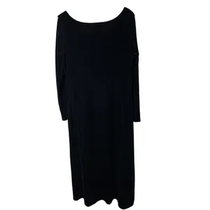 Vintage Eddie‎ Bauer 90s Black Velvet Long Sleeve Maxi Dress Tall Large thumbnail 4