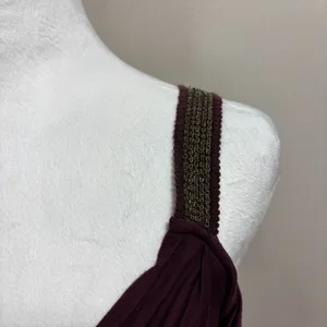 Rock &‎ Republic Cold Shoulder Top Burgundy Cowl Neck Metallic Straps Edgy S thumbnail 3