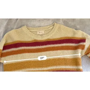 Women’s Striped Fall Oranges/Maroon/Cream Knit Sweater Medium thumbnail 6