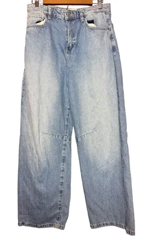 Cotton On‎ Barrel Jeans Women Size 28 Blue Light Wash High Rise Wide Leg thumbnail 1