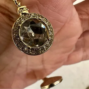 Gold tone rhinestone open bangle bracelet thumbnail 6