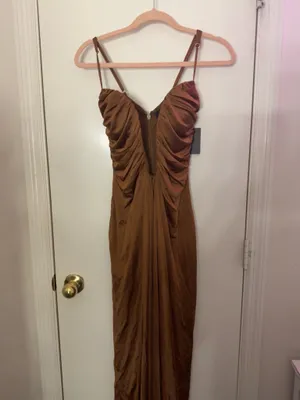 JLUXLABEL Tan Auric Deep Plunge Maxi Dress thumbnail 5