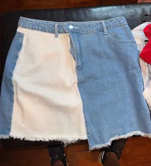 Cloud Ten White and Blue Jean Skirt thumbnail 1