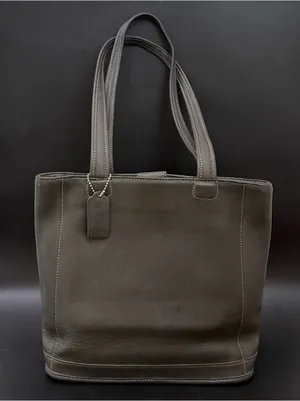 Vintage COACH 9305 Gray Glove-Tanned Leather Bleecker Bucket Shoulder Tote Bag thumbnail 1