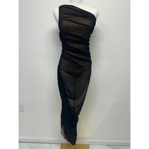 Norma Kamali‎ Diana Gown Black Sheer Mesh Ruched One Shoulder Dress Small thumbnail 2
