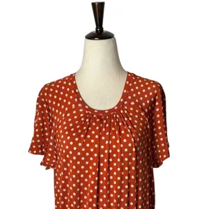 Stine Goya Caitlin Dress Women XS Orange Polka Dot Pleated Midi Boho Retro thumbnail 4