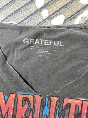 Grateful Dead Smell The Roses Gray Crop Top T-Shirt Women's Large Skull Band Tee thumbnail 2