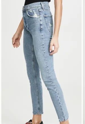 Agolde Nico High Rise Slim Jeans with Button Fly and Distressing thumbnail 7