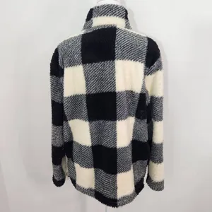 Stillwater Supply Black Cream Buffalo Check Fleece Pullover Size Large thumbnail 5