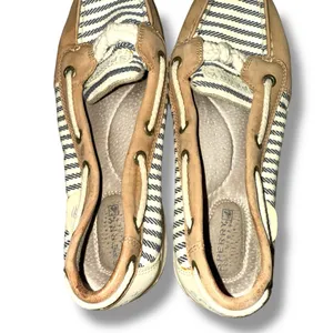 Sperry Angelfish Top Sider Cream & Blue Striped Leather Fabric Boat Shoes Sz 6‎ thumbnail 7
