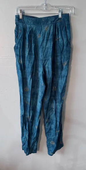 Vintage Tres Paquette Byer California Teal Gold Embroidered Tapered Pants S thumbnail 1