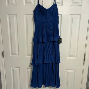 Lulu’s Cascading Crush Blue Tiered Bustier Midi Dress NWT thumbnail 3