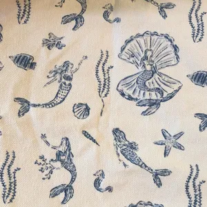 Harper nwt Mermaid Canvas Sea Life Canvas Tote - Bag Blue and White thumbnail 2
