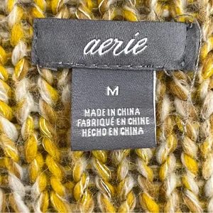 Women's Aerie Opens Front Waterfall Cardigan Size Medium Yellow, Tan‎ & White thumbnail 2