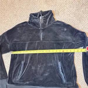 Champion C9 Black Velour Quarter Zip Pullover Jacket Cozy Athleisure Winter Ski thumbnail 8