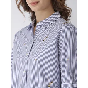 Scotch‎ & Soda Striped Star Embroidered Button Down Shirt Medium Blue Preppy thumbnail 14
