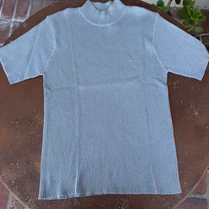 Vintage silver metallic high neck short sleeve sweater top thumbnail 5