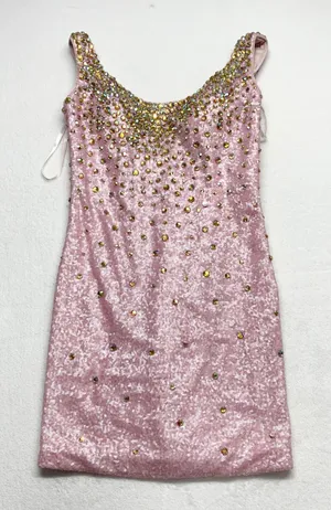 La‎ Femme Sequin Crystal Mini Dress Womens Sz 6 Pink Glam Homecoming Y2K thumbnail 1