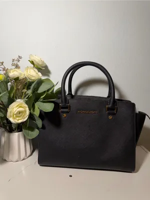 Michael Kors Black Saffiano Leather Satchel with Gold Hardware thumbnail 2
