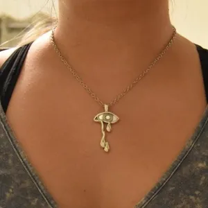 Trippy Dripping Eye Necklace Silver thumbnail 5