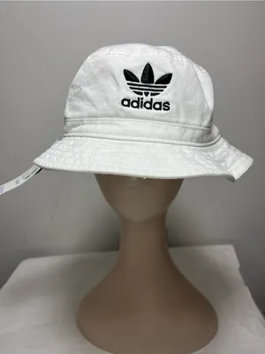 Adidas NWT White Bucket Hat Y2K Sporty Sun Protection Coaching Summer thumbnail 2